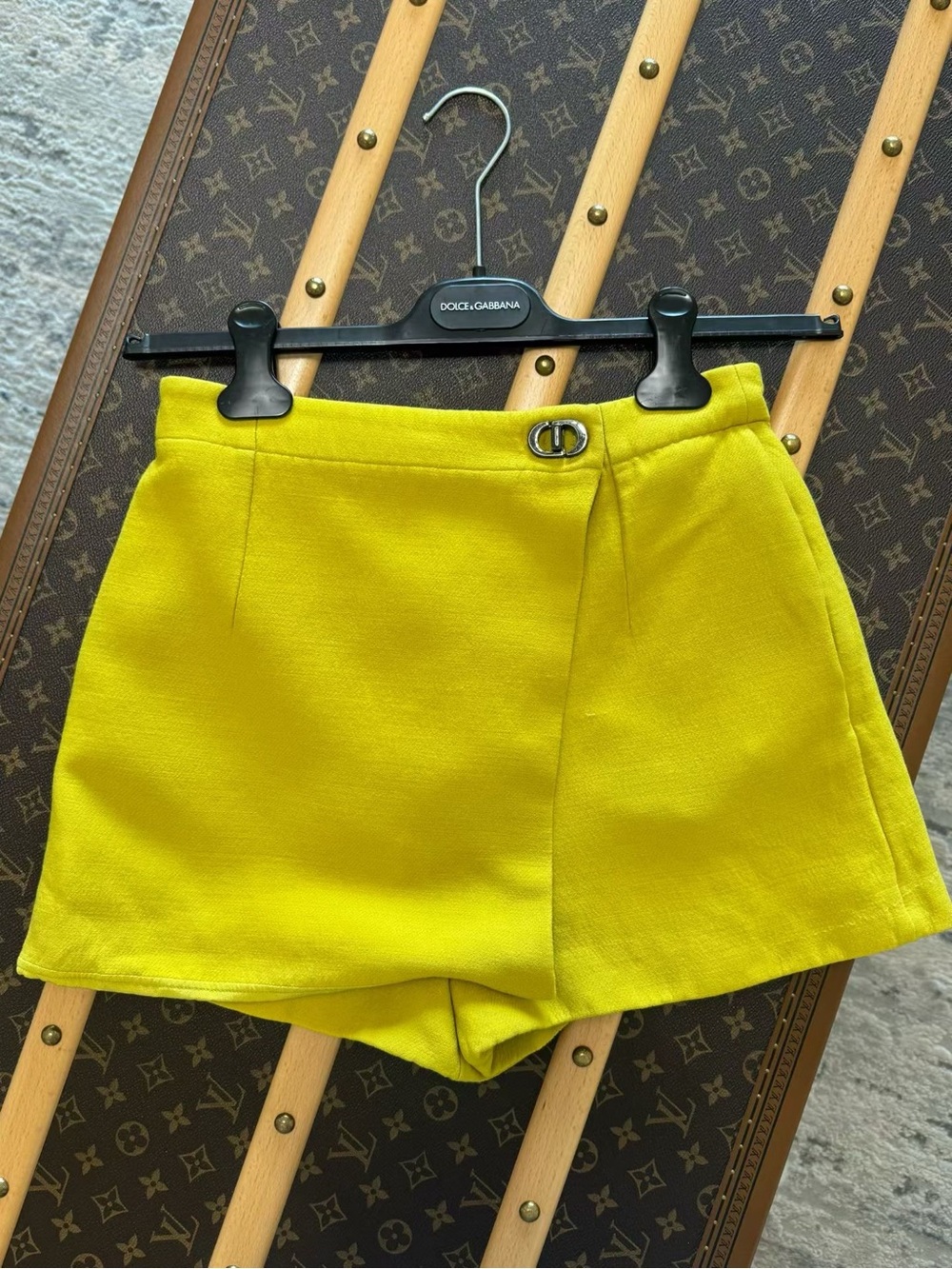 Dior Chartreuse Tailored Women’s Skort with Signature CD Hardware